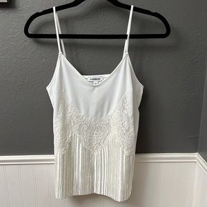 Lace Pleated Camisole, White Ivory pearl color, size XS